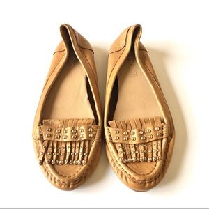 Aldo tan loafers with gold detail